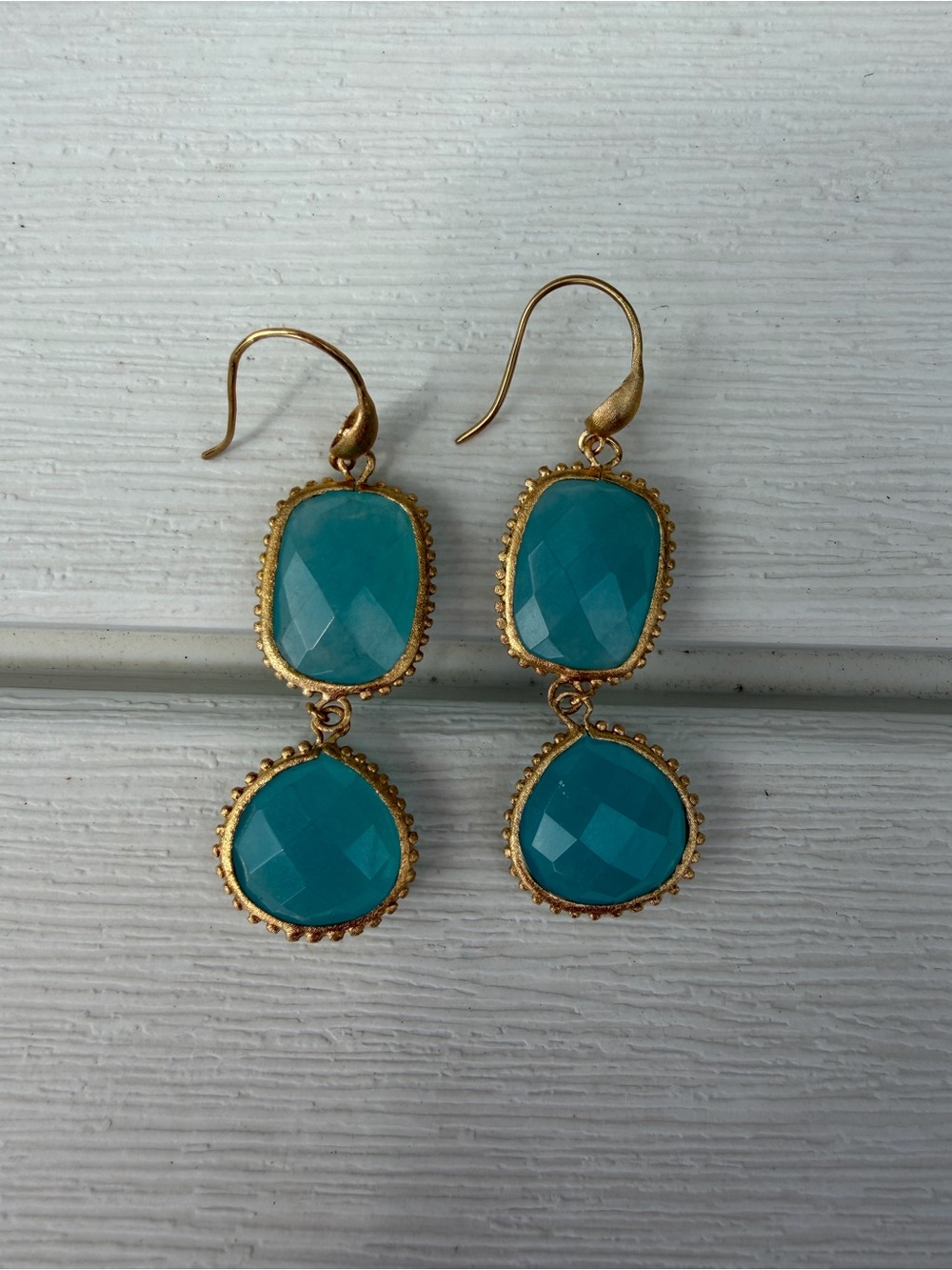 Gold-Tone Caribbean Blue Double Drop Earrings